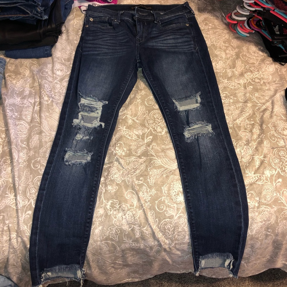 Dark wash ripped jeans